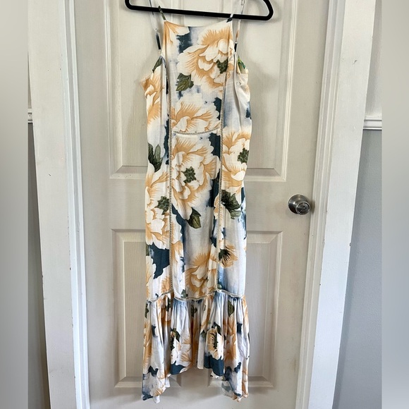 Farm Rio EUC Greenfield Midi Dress Sundress Floral White medium Anthropologie - Picture 10 of 16